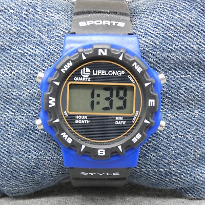 #ad Life Long Watch Quartz Black Band Round 40 mm Case Digital Dial Date Indicator $5.99