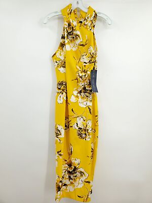 #ad NWT Rachel Roy Women#x27;s Jolie Yellow Floral Off The Shoulder Sheath Dress Size S $15.99