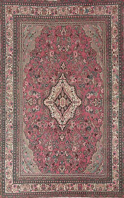#ad Vintage Floral Traditional Area Rug 6x9 Hand Knotted Wool Pink Ivory Carpet $930.60