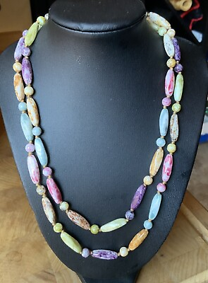 #ad glass czechoslovakia Beaded Knotted Necklace 34” $55.00