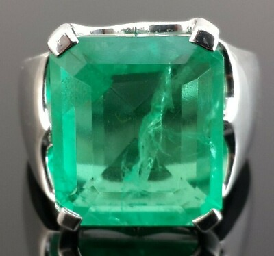 #ad Emerald Ring For Men 925 Sterling Silver Single Stone Green Jewel CZ High Bijoux $255.00