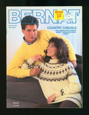 #ad Bernat Country Casuals Vintage ©1987 Book No. 600 Crochet Knitting $3.74