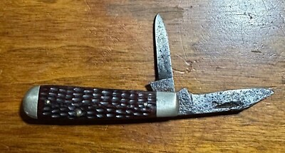 #ad Antique CASE Pocket Knife Pitted Blades Cracked Handle $65.00