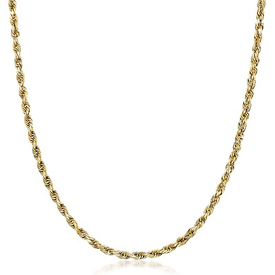 #ad 14K Yellow Gold Diamond Cut Rope Chain Necklace 3mm Unisex ALL Sizes $309.99