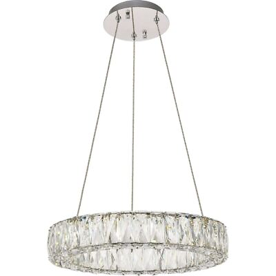#ad Crystal Chandelier LED Halo Chrome Light Fixture Dining Room Kitchen Island 17in $598.00