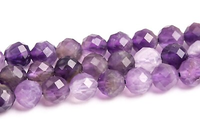 #ad 6MM Natural Purple Amethyst Beads Grade A Faceted Round Gemstone Loose Beads $8.59
