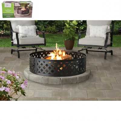 #ad Round Fire Pit Ring Outdoor Fireplace Camping Firepit Metal Steel Portable 36quot; $28.99