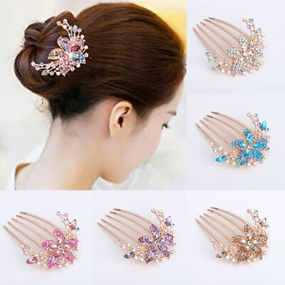 #ad Wedding Diamante Crystal Hair Comb Pins Rhinestone Bridal Hair Accessories $4.13