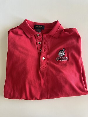 #ad Cleveland Indians Chief Wahoo Antigua Red Golf Polo Shirt Men’s Size Large $4.99