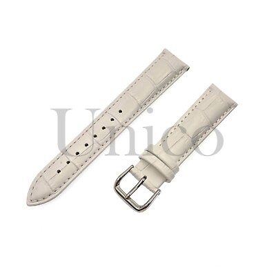 #ad 12 24 MM White Genuine Leather Alligator Watch Band Strap Buckle Fits for Omega $12.99