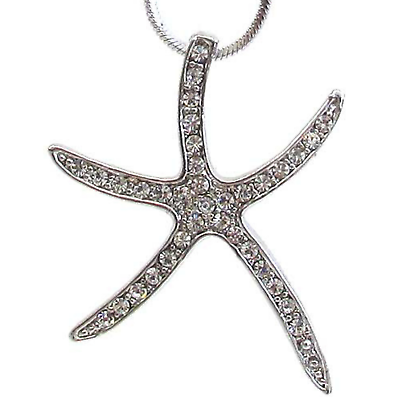#ad Crystal Starfish Pendant Necklace White Gold $13.94