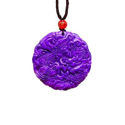 #ad Jade Dragon Phoenix Pendant Natural Jewelry Man Purple Accessories Necklace $11.00