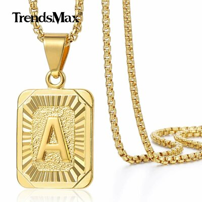 14K Gold Plated Initial Letter A Z Pendant Necklace Choker for Mens Womens Chain $7.59