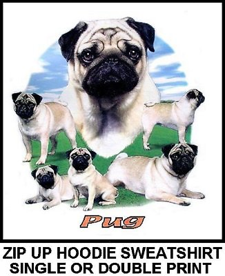 #ad VERY COOL PUG DOG ART ZIP HOODIE SWEATSHIRT 719 $49.99