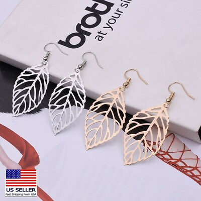 #ad Fashion Women Jewelry Earrings Retro Bohemian Hollow Leaf Leaves Tassel 0613 $5.99