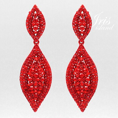 #ad Women Red Crystal Rhinestone Chandelier Drop Dangle Earrings Prom Gift 8055 $13.99