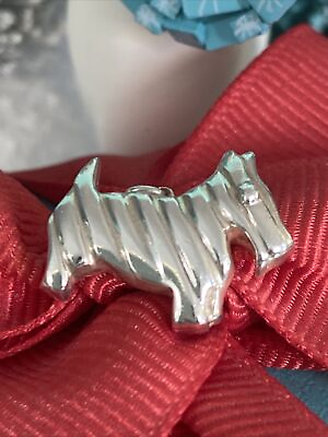 #ad Tiffanyamp;Co Scottish Terrier Dog Pendant Charm Sterling Silver Pouch Box 1991 Vtg $325.00