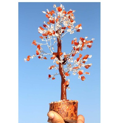#ad CarnelianCrystal Quartz 300 Gemstones SIlver Wire Tree Decor 10.5quot; GW $9.99