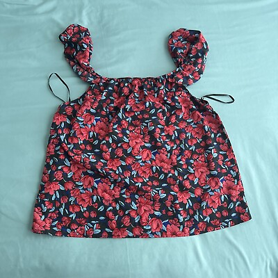 #ad Shein Curve Red Flower Floral Hawaiian Women’s Shirt Size XL Very Good $8.99