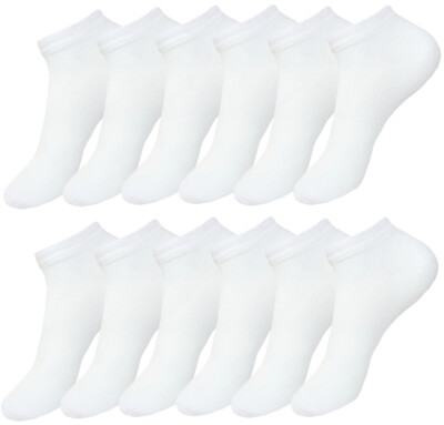 #ad 12 PK Spandex LOW CUT SOCKS Men Women SOLID WHITE Thin Socks 9 11 $12.77