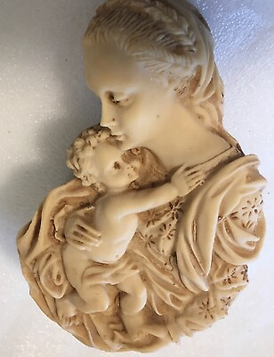 #ad Collectible Vintage Religious Plaque Madonna amp; Child Virgin Mary RARE 2C $20.00