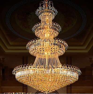 #ad TOP golden LED crystal ceiling chandelier living room staircase house hall light $483.65