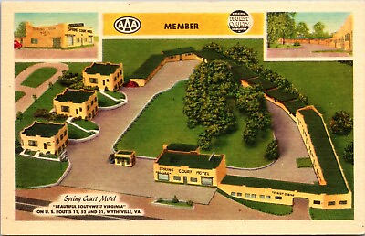 #ad Postcard Vintage Advertising Postcard Spring Court Motel Wytheville Va. $2.98