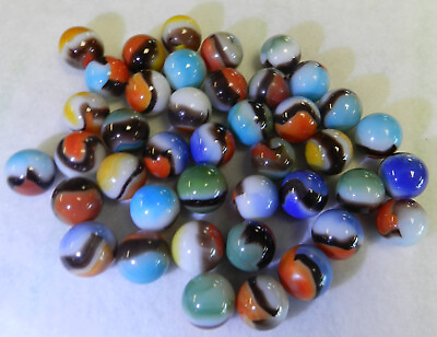 #ad #18110m Vintage Group of 30 Mostly Vitro Agate Blackie Marbles .59 to .63 In $49.99