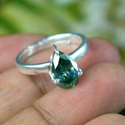 #ad Pear Shape Blue Diamond Promise Ring 1.55 Ct US 7 Adjustable $204.09