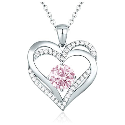 #ad Romantic Heart Cubic Zirconia Necklace Pendant 925 Silver Women Wedding Jewelry C $3.14
