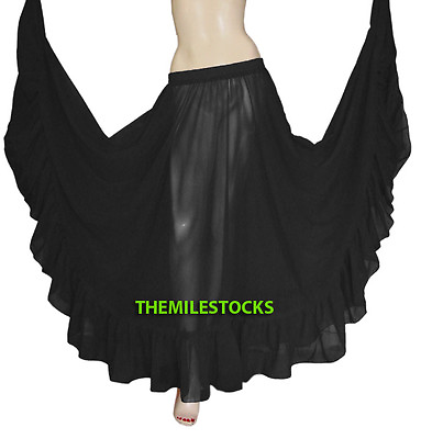 #ad Black TMS Ruffle Full Circle Skirts Belly Dance Gypsy Flamenco 25 Color $24.99