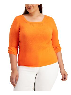 #ad #ad MSRP $57 Style Co Womens Plus Size Sleeve Square Neck Wild Orange Size 1X $11.75