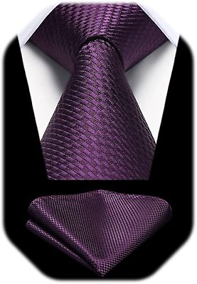 #ad HISDERN Mens Ties Striped Ties for Men Formal Tie and Pocket Square Set Necktie $29.98