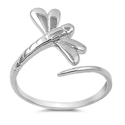 #ad Sterling Silver Woman#x27;s Simple Dragonfly Ring Classic 925 Band 19mm Sizes 3 13 $14.99