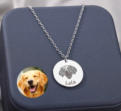 #ad Personalized Name And Photo Necklace Pet Cat Dog Custom Jewelry Stainless Steel $18.89