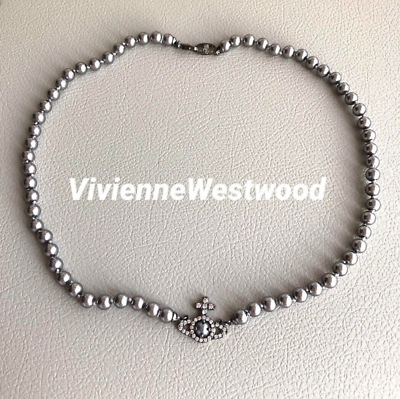 #ad Vivienne Westwood OLYMPIA PEARL Necklace Pearl Gray Silver 50cm Outlet authentic $96.99