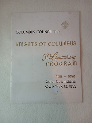 #ad Knights of Columbus 50th anniversary PROGRAM 1959 Columbus IN $13.45