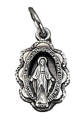 #ad Vintage Catholic Sterling Silver Creed Miraculous Mary Religious Medal 1.2g $19.99