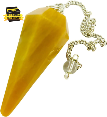 #ad Yellow Aventurine Hexagonal Pointed Reiki Crystal Pendulum Gemstone Pendant Ener $10.59