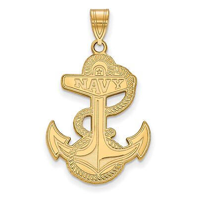 #ad 14k Yellow Gold US Naval Academy Navy Midshipmen Anchor Logo Charm Pendant $734.99