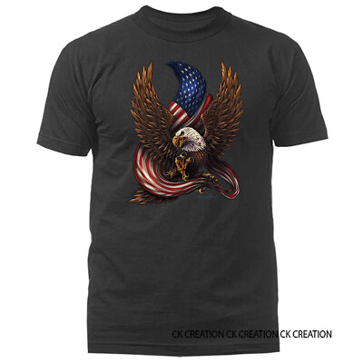 #ad Peace Power Patriotism American Pride Patriot US Flag Eagle Graphic T shirt $15.47