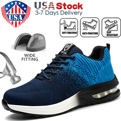 #ad Mens Work Safety Steel Toe Shoes Tennis Lightweight Sneaker Indestructible Boots $42.29