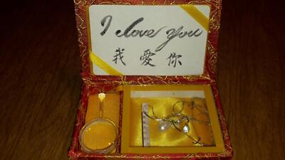 #ad I LOVE YOU ENGRAVED PEARL PENDANT WITH MAGIFYING GLASS IN GIFT BOX 011 $83.99