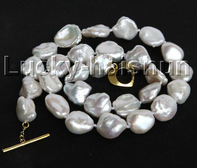 #ad AAA natural luster 17quot; 14mm white Reborn keshi pearls necklace j11181 $16.99