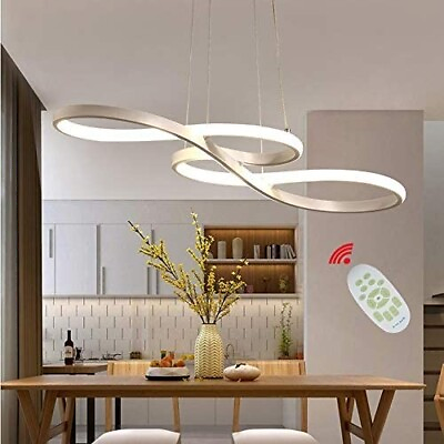 #ad Modern Chandelier Lighting LED Dining Room Kitchen Dimmable Pendant Light White $80.00