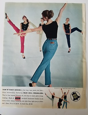 #ad 1957 women#x27;s Blue Bell Wranglers vintage blue jeans fashion ad $9.99