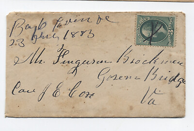 #ad 1883 Boyd Tavern VA manuscript 3ct bn cover with letter H.2580 $24.99