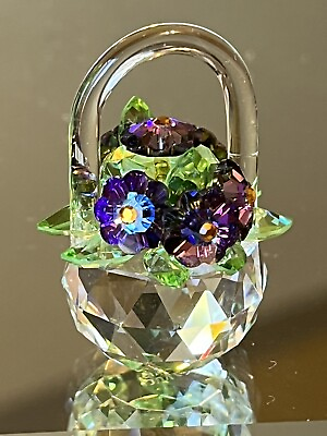#ad Iris Arc Crystal Purple Flower Basket Figurine Mini Size No Chips Or Repairs $39.99
