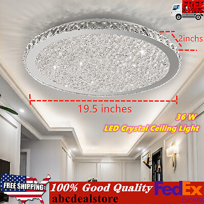 #ad Modern Flush Mount Crystal Chandelier LED Ceiling Light Pendant Lamp Fixture USA $80.80