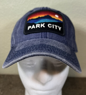 #ad Legacy Snapback Retro Baseball Cap with Park City Sunset Patch Blue $15.99